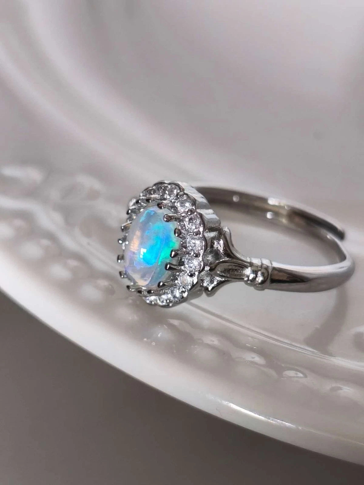 Opal stone open rings
