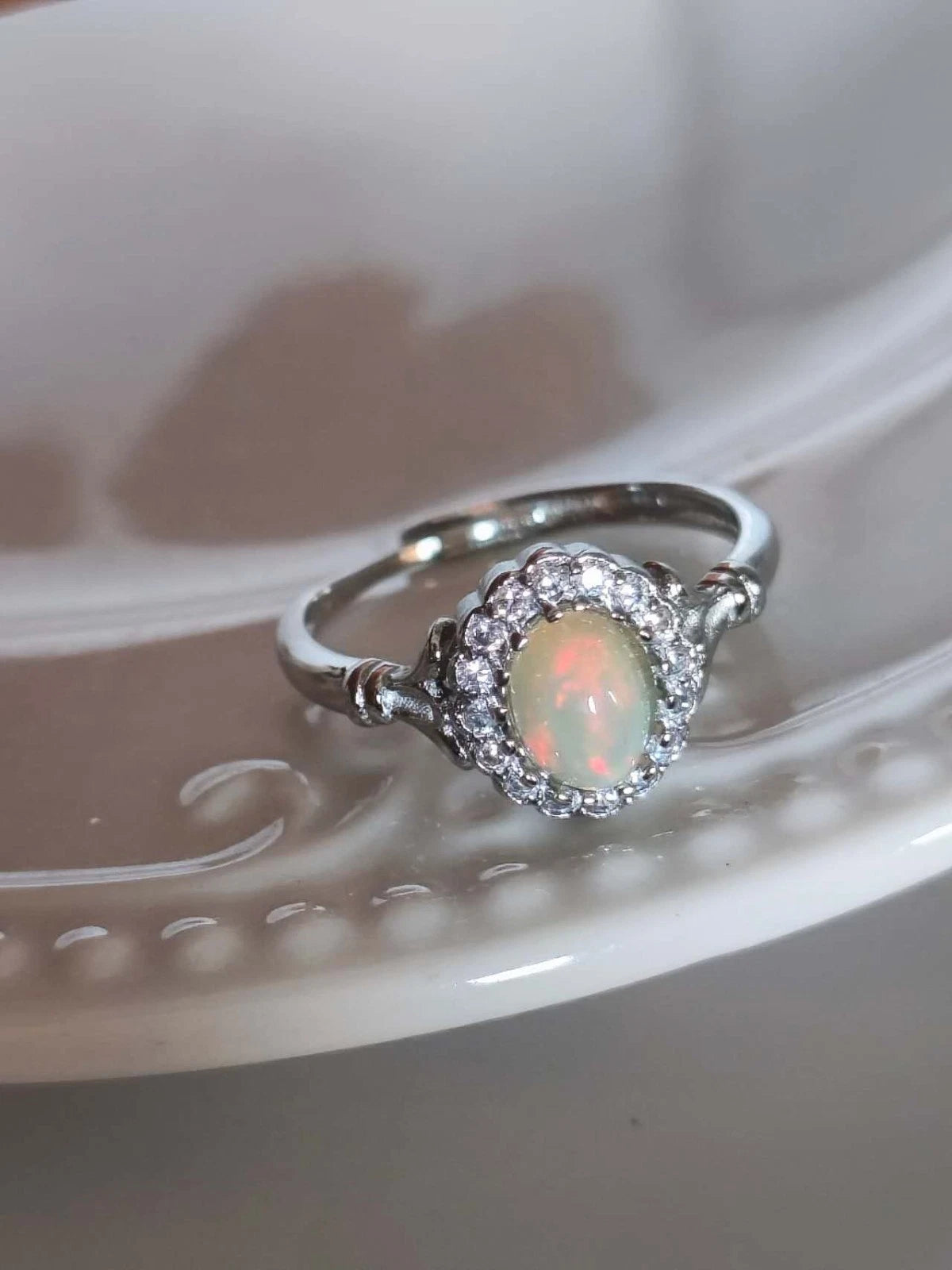 Opal stone open rings