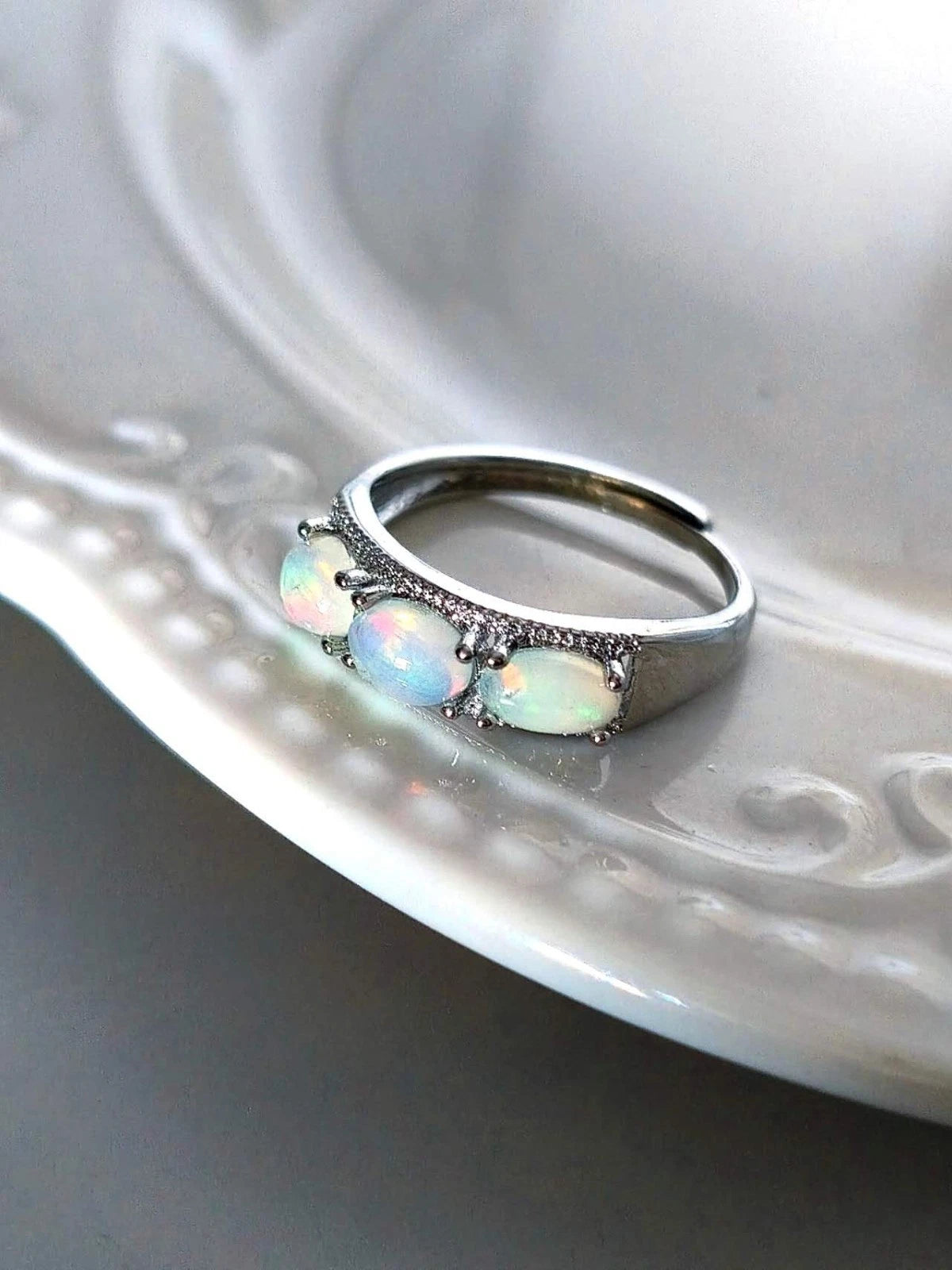 Opal stone open rings