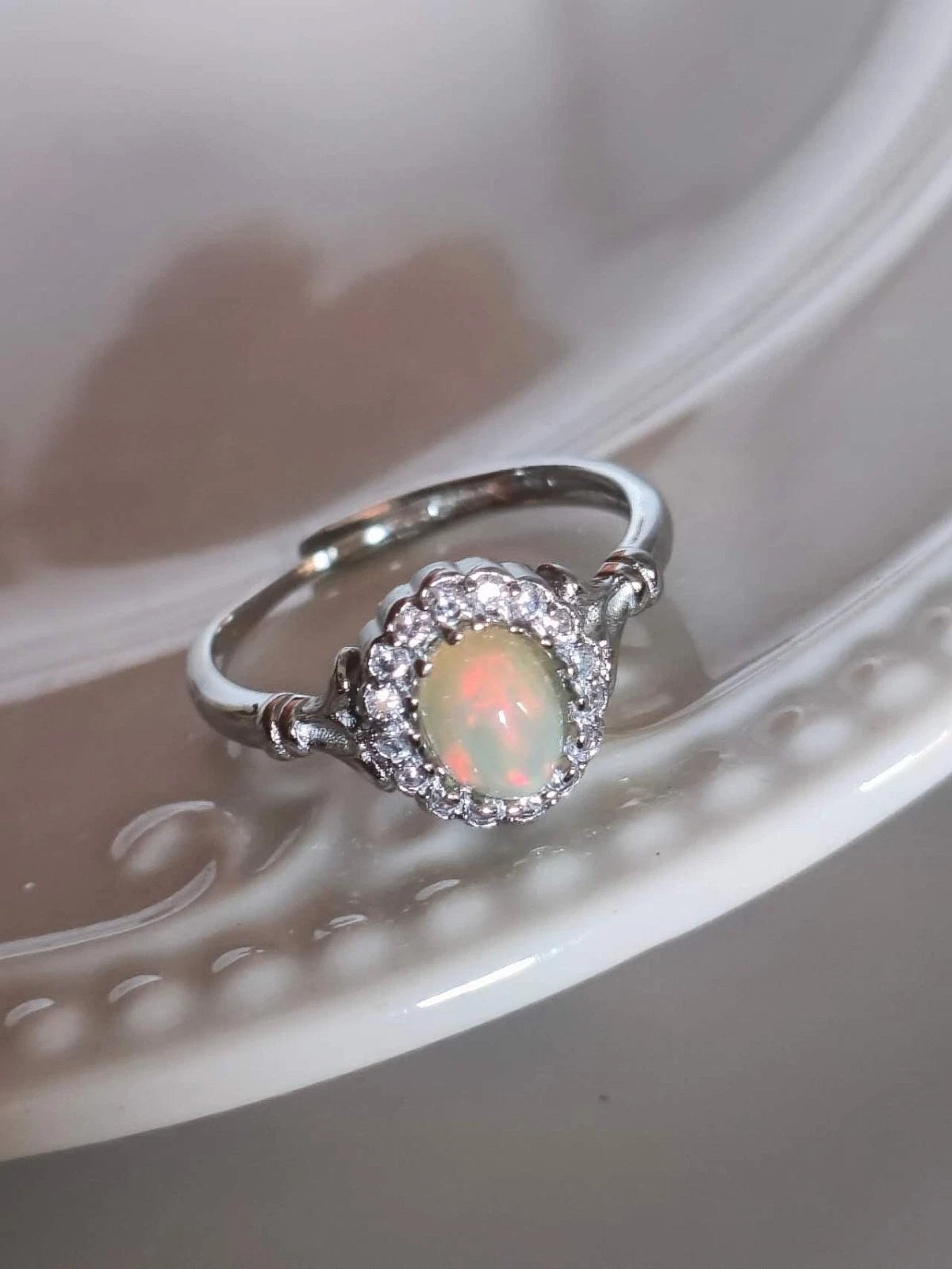 Opal stone open rings