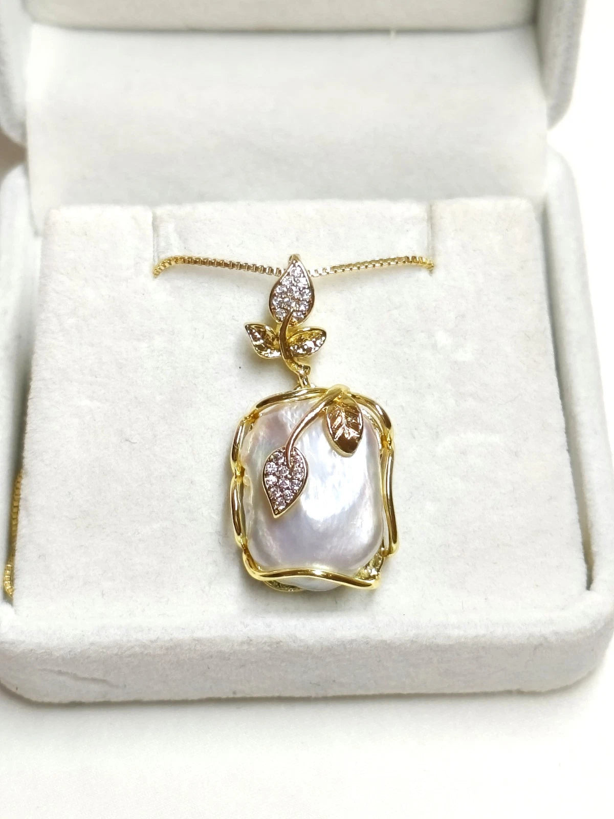 3-Piece Natural Baroque Pearl Jewelry Set, 18K Gold Plated, French Style
