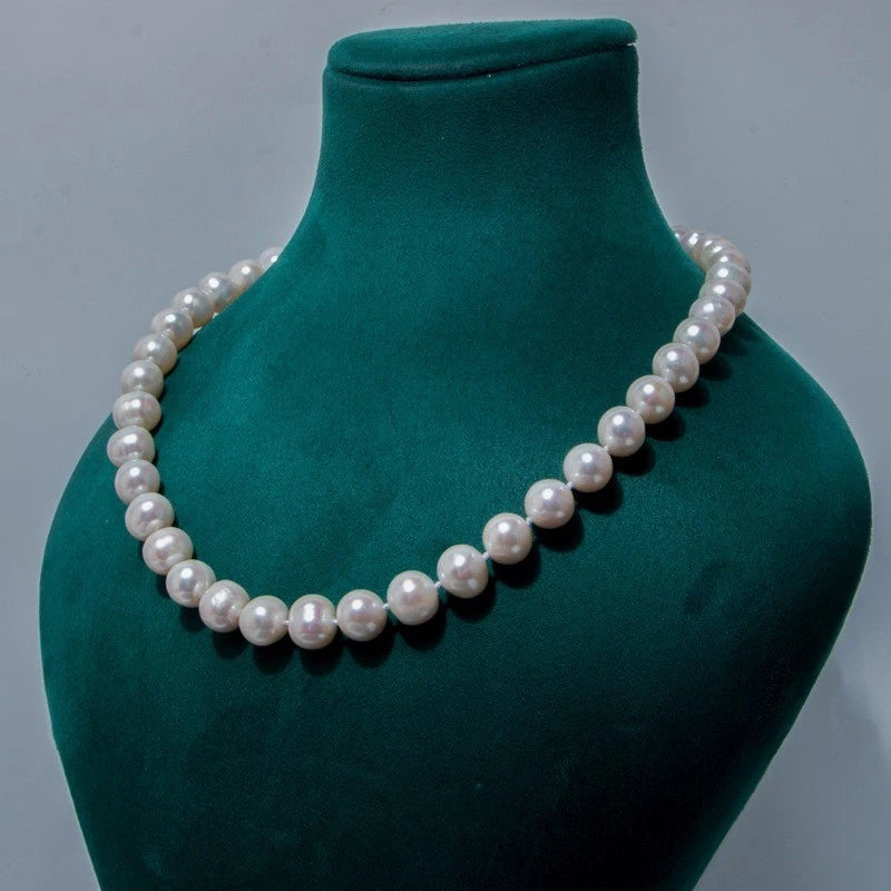 8-9mm Natural Baroque Freshwater Pearl Necklace, White Irregular Pearl Choker with Lobster Clasp for Women Wedding Daily Jewelry