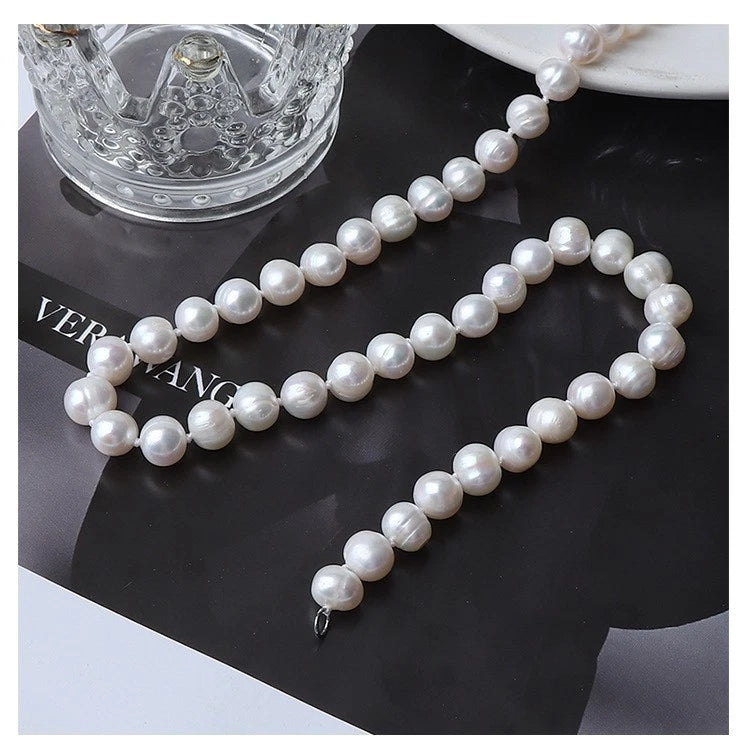 8-9mm Natural Baroque Freshwater Pearl Necklace, White Irregular Pearl Choker with Lobster Clasp for Women Wedding Daily Jewelry