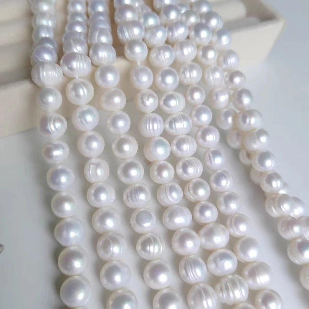8-9mm Natural Baroque Freshwater Pearl Necklace, White Irregular Pearl Choker with Lobster Clasp for Women Wedding Daily Jewelry