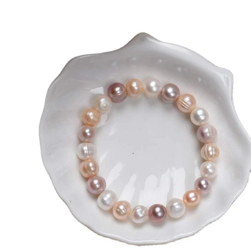Pulsera elástica de perlas cultivadas de agua dulce de 9 mm