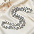 8-9mm Natural Freshwater Pearl Necklace, White Oval Baroque Pearl Single Strand Necklace Silver Clasp for Women Wedding Daily Jewelry