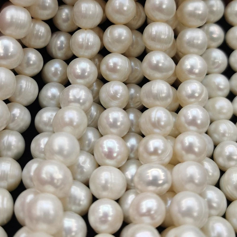 8-9mm Natural Freshwater Pearl Necklace, White Oval Baroque Pearl Single Strand Necklace Silver Clasp for Women Wedding Daily Jewelry