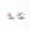 10-10.5mm Natural Freshwater Pearl Stud Earrings, Round White Pink Purple Cultured Pearl Hypoallergenic Silver Post Earrings for Women