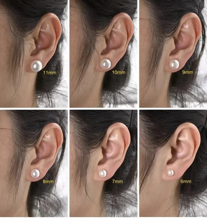 10-10.5mm Natural Freshwater Pearl Stud Earrings, Round White Pink Purple Cultured Pearl Hypoallergenic Silver Post Earrings for Women