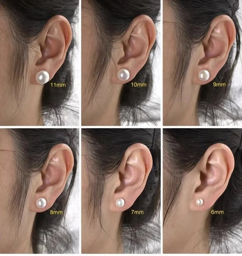 9-9.5mm Natural Freshwater Pearl Stud Earrings, Round White Pink Purple Cultured Pearl Hypoallergenic Silver Post Earrings for Women