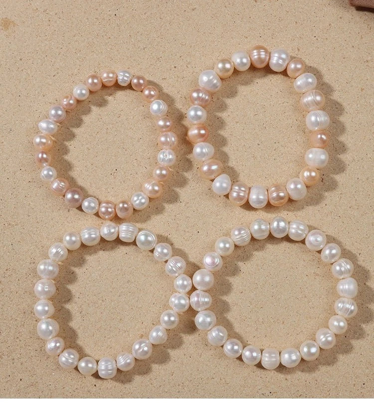 Pulsera elástica de perlas cultivadas de agua dulce de 9 mm