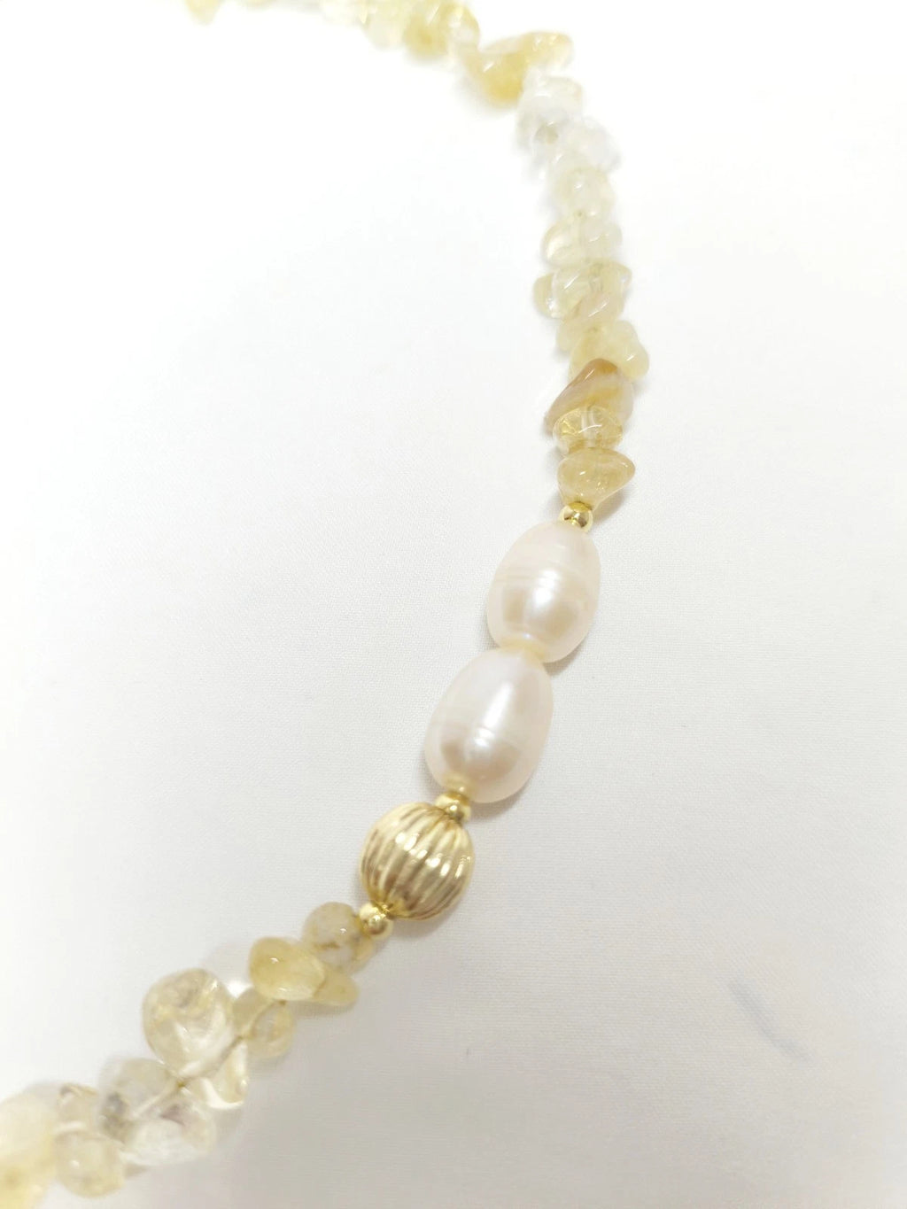 Natural Freshwater Pearl Citrine Chip Bead Necklace, Irregular Baroque Shell Pendant 14K Gold Plated Adjustable Chain Boho Jewelry for Women