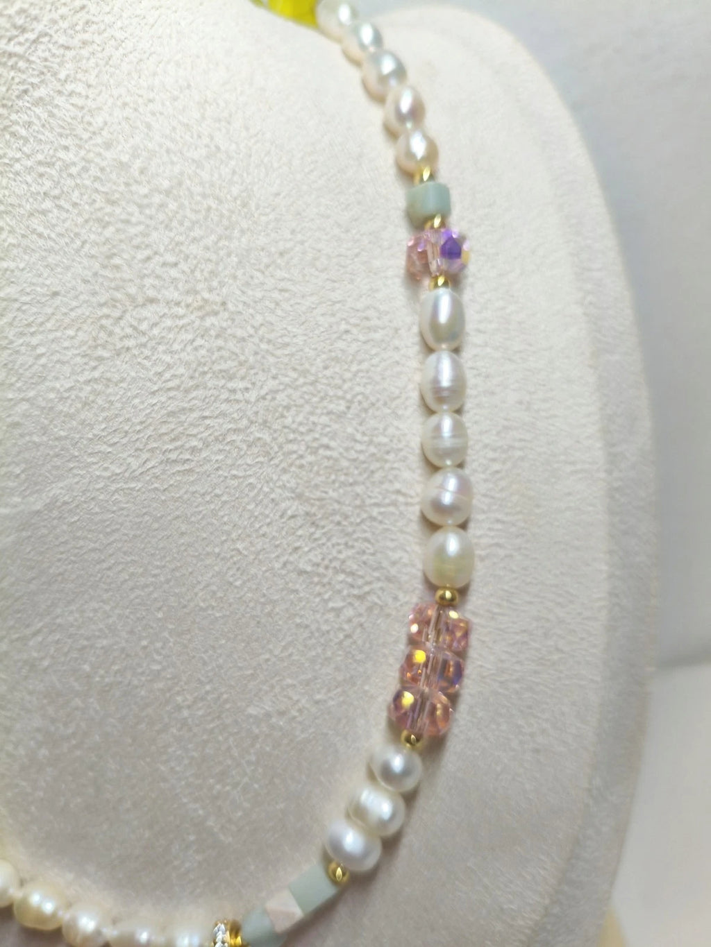Handmade Baroque Freshwater Pearl Mixed Natural Stone Beaded Necklace, Irregular Keshi Pearl Shell Pendant Adjustable Gold Chain Boho Summer Jewelry