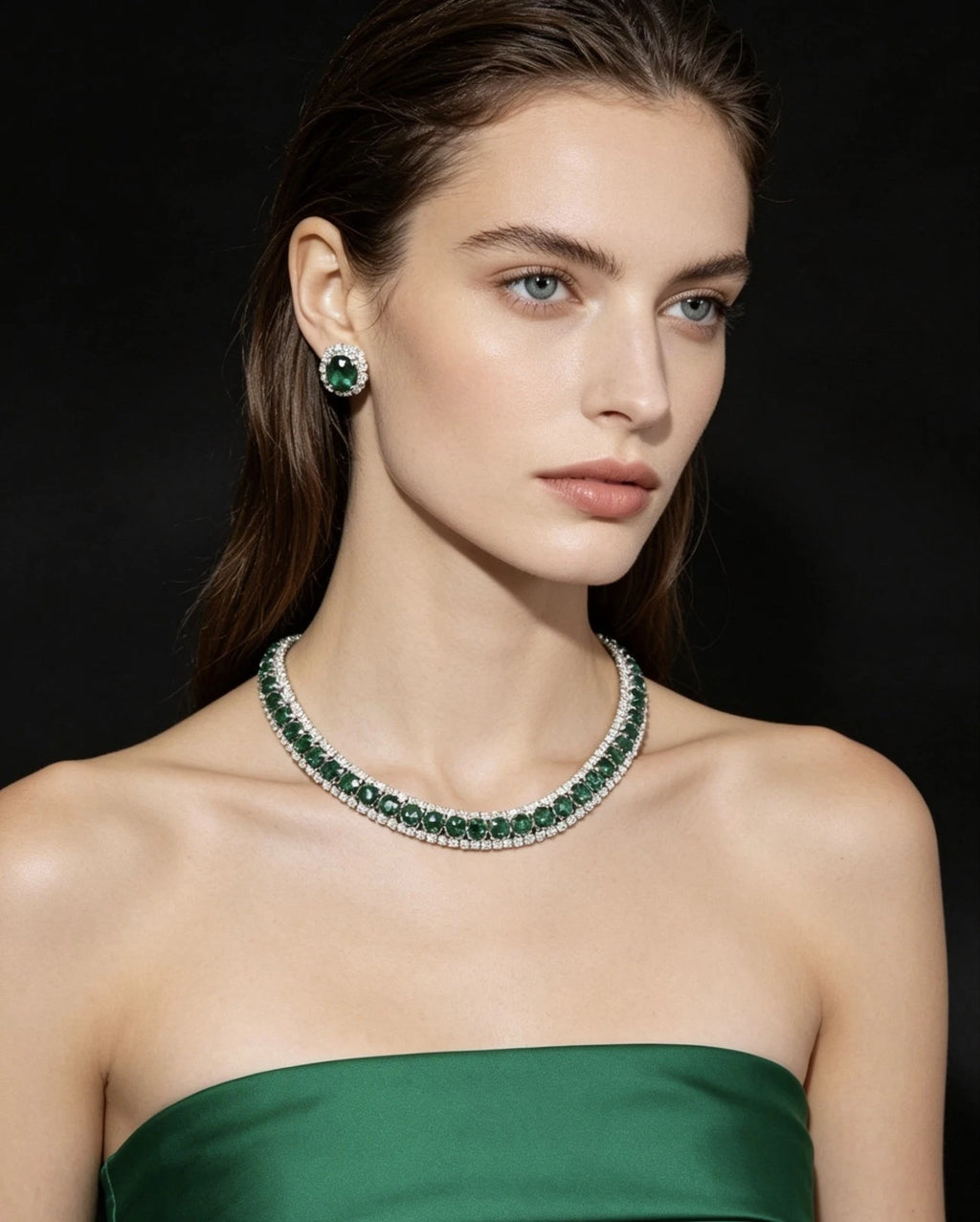 Parure collier et boucles d'oreilles en zircone AAA