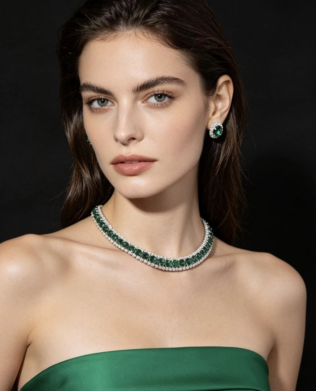 Parure collier et boucles d'oreilles en zircone AAA