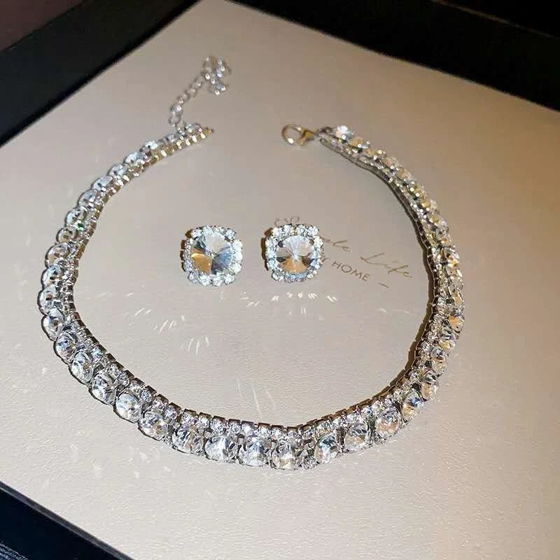 Parure collier et boucles d'oreilles en zircone AAA